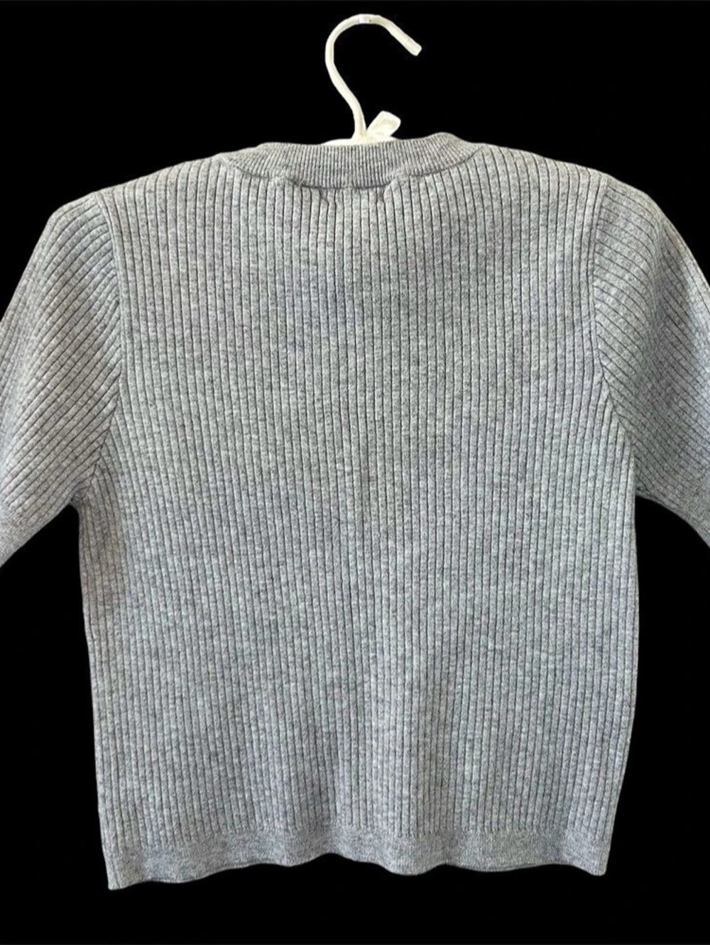 Gray Ribbed Short Sleeve Top - Picture 2 of 3